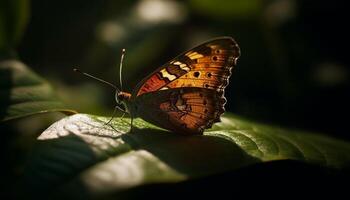 vivace farfalla riposo su giallo fiore all'aperto generato di ai foto