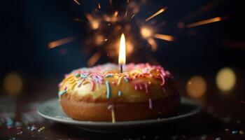 buongustaio ciambella con cioccolato glassatura e coriandoli generato di ai foto