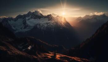 maestoso montagna picco, panoramico paesaggio, tranquillo scena generato di ai foto