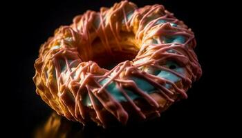 buongustaio ciambella con cioccolato glassatura e caramella generato di ai foto