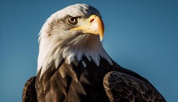 Calvo aquila appollaiato, di maestoso becco generato di ai foto