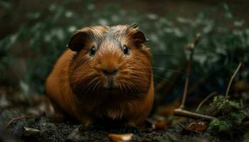 soffice Guinea maiale seduta nel verde erba generato di ai foto