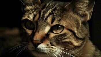 soffice gattino fissando con carino a strisce naso generato di ai foto