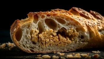 appena al forno totale Grano baguette, d'oro e croccante generato di ai foto