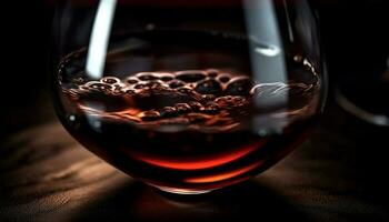 lusso whisky scrosciante in elegante potabile bicchiere generato di ai foto