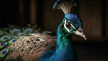 vivace pavone viene visualizzato maestoso eleganza nel natura generato di ai foto
