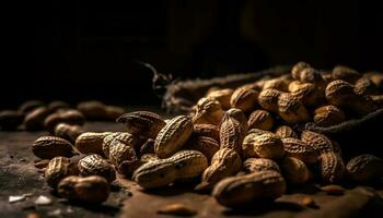 salutare merenda nocciola mescolare nel tela ruvida mucchio generato di ai foto