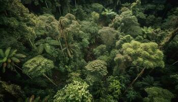 tropicale foresta pluviale bellezza verde foglie, giallo fiori generato di ai foto