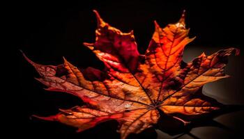 vivace autunno acero foglia, raggiante oro colore generato di ai foto