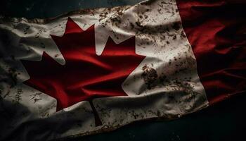 canadese bandiera agitando con orgoglio, simbolo di patriottismo generato di ai foto