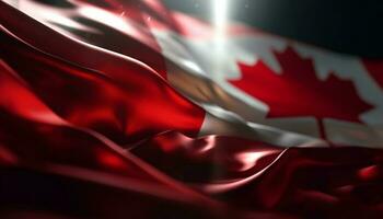 canadese bandiera agitando nel il vento con orgoglio generato di ai foto