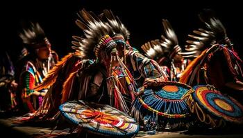 vivace colori adornano tradizionale capi di abbigliamento nel indigeno culture generato di ai foto