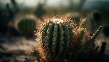 acuto spine su succulento pianta nel arido clima generato di ai foto