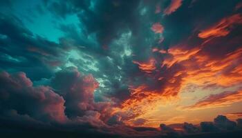 vivace cielo, natura bellezza nel Multi colorato tramonto generato di ai foto