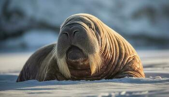 pelliccia foca riposo su Ghiaccio, guardare carino generativo ai foto