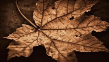 vivace autunno foglia, strutturato vena, biologico bellezza generativo ai foto