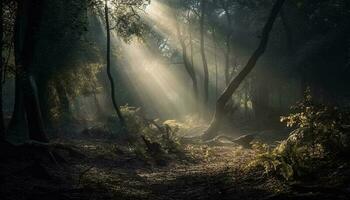 spaventoso foresta mistero, autunno le foglie Inserisci bellezza generativo ai foto