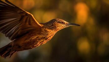 tramonto bellezza nel natura uccello posatoi pacificamente generato di ai foto