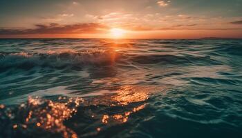 tramonto al di sopra di acqua natura bellezza nel movimento generato di ai foto