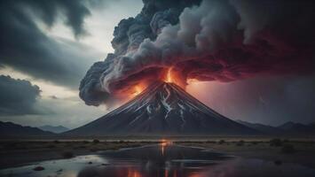 vulcanico eruzione nel il Highlands di il altipiano. generativo ai foto