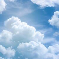 un' blu cielo con nuvole e il parole nube su esso ai generato foto