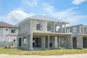 costruzione Residenziale nuovo Casa con prefabbricazione sistema nel progresso a edificio luogo foto