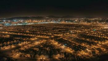 raggiante città orizzonte a crepuscolo, no persone generato di ai foto