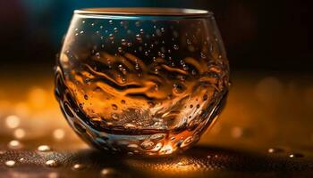 lusso whisky nel cristallo bicchiere su tavolo generato di ai foto