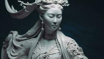 il elegante scultura di un' dea trasuda spiritualità e bellezza generato di ai foto
