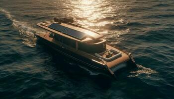 lusso yacht vele attraverso blu acque, un' nautico estate sognare generato di ai foto