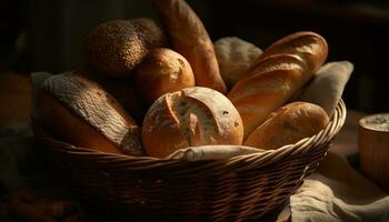 un' rustico, fatti in casa baguette un' francese cultura rinfresco generato di ai foto