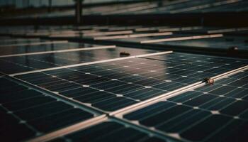 un' futuristico solare energia stazione genera pulito elettricità per sostenibile risorse generato di ai foto
