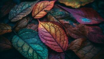 vivace autunno le foglie nel Multi colorato modello, un' natura bellezza generato di ai foto