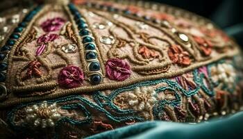 ornato arazzo tappeto vetrine tradizionale Turco tessile industria artigianato generato di ai foto