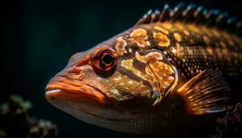 il a strisce balloonfish nuotate nel il bellissimo rosso mare generato di ai foto