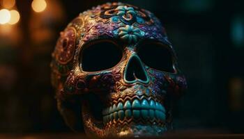 giorno di il morto souvenir maschera sinistro, colorato, e misterioso generato di ai foto