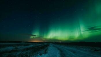 stella pista si illumina maestoso inverno paesaggio nel artico foresta avventura generato di ai foto