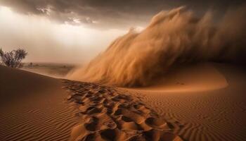 tranquillo scena di increspato sabbia dune a tramonto nel Africa generato di ai foto