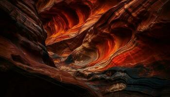 liscio arenaria curve creare vivace astratto modelli nel antilope canyon generato di ai foto