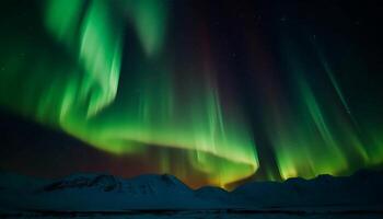 notte cielo illuminato di maestoso aurora polaris e vivace stelle generato di ai foto