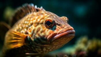 colorato balloonfish nuoto nel tropicale scogliera, un' naturale bellezza ritratto generato di ai foto