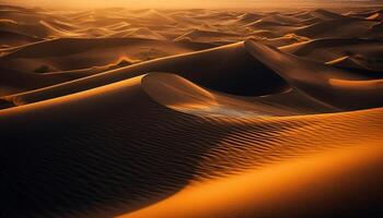 tranquillo scena di maestoso sabbia dune nel arido Africa generato di ai foto