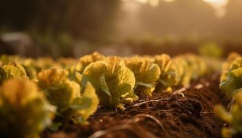 fresco biologico verdure crescere nel il salutare verde campagna prato generato di ai foto