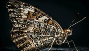 il fragile bellezza di un' Multi colorato farfalla ala nel macro generato di ai foto