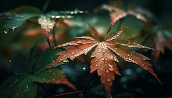 vivace acero albero riflette bagnato Multi colorato autunno bellezza nel natura generato di ai foto