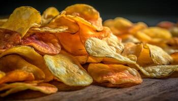 un' croccante, fritte aperitivo pila con speziato verdura variazione generato di ai foto