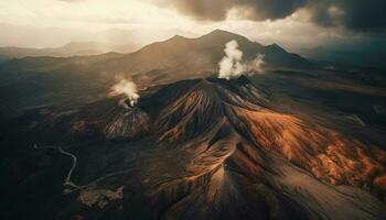 vulcanico paesaggio danneggiato di inquinamento, ancora un' viaggio destinazione bellezza generato di ai foto