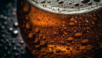 gelido birra bicchiere riflette d'oro celebrazione bolle generato di ai foto