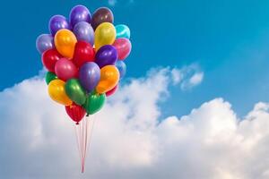 arcobaleno Palloncino su cielo sfondo. concetto di lgbt. copia spazio fatto con generativo ai foto