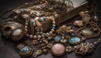 brillante metallo gioielleria collezione, un' regalo di eleganza generato di ai foto